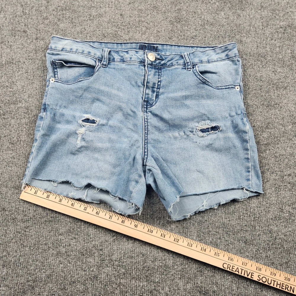 Justice Girls 18 Plus Light Wash Distressed Denim Shorts Mid Rise Raw Hem Blue - Picture 5 of 7